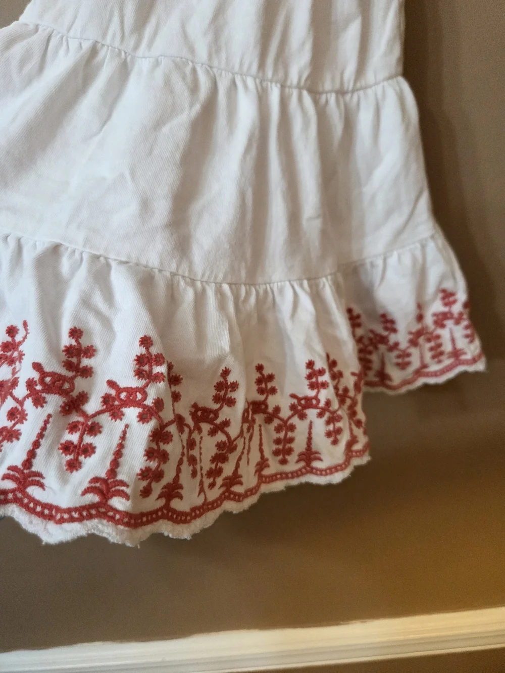 Ralph Lauren White Sundress with Red Embroidery